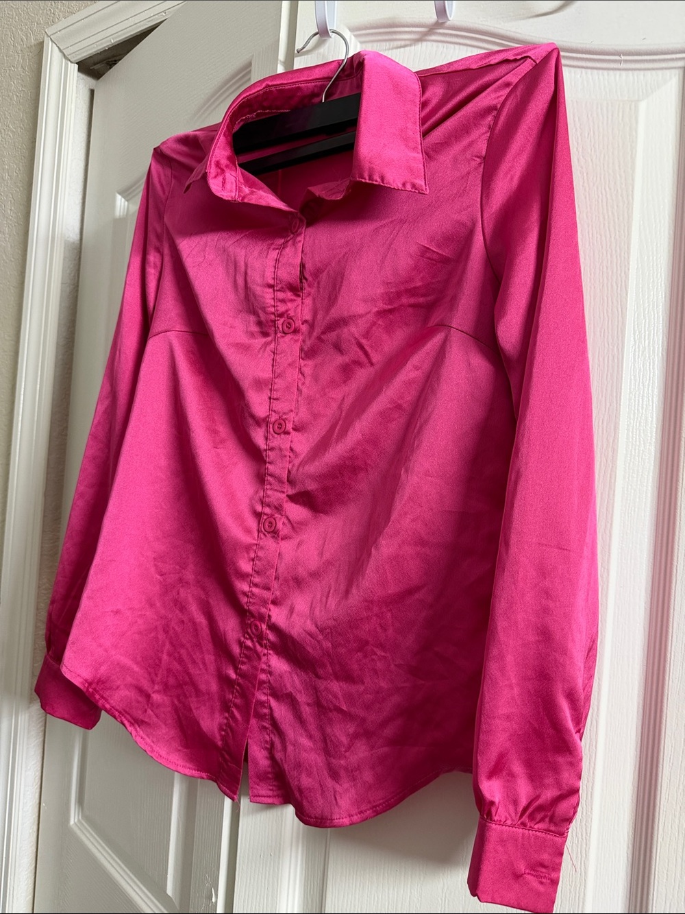 SHEIN Hot Pink Button-Down Shirt